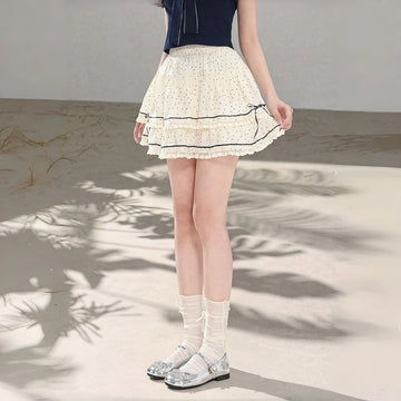 Kawaii Polka Dot Lace Cake Skirt