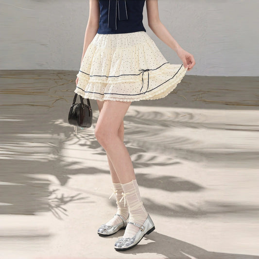 Kawaii Polka Dot Lace Cake Skirt