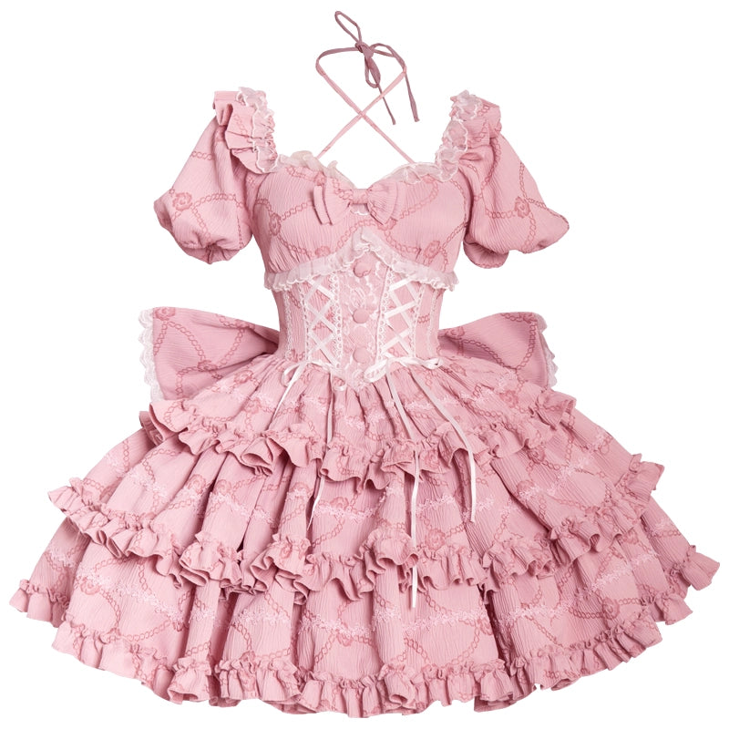 Kawaii Puff Rose Lolita OP Dress