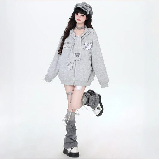 Kawaii Puppy Embroidered Hooded Coat