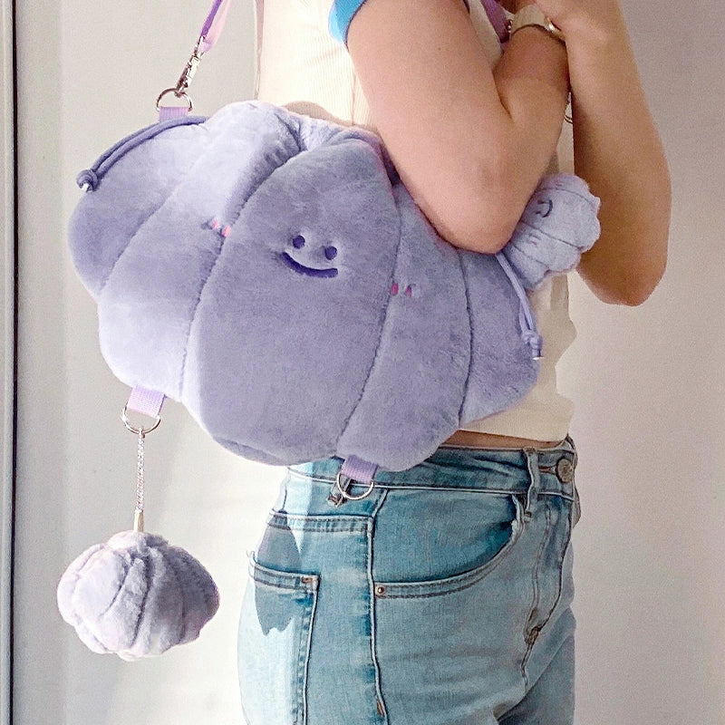 Kawaii Purple Rare Clams Plush Backpack