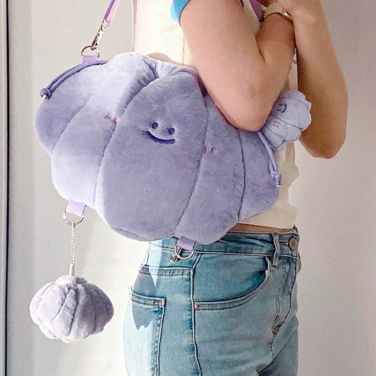 Kawaii Purple Rare Clams Plush Backpack