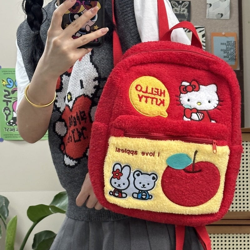 Kawaii Hello Kitty Motxila Gorria