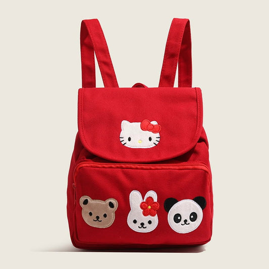 Kawaii Red Hello Kitty Canvas Backpack