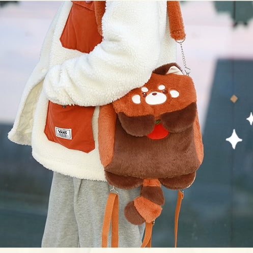  Kawaii Red Panda Plush Backpack