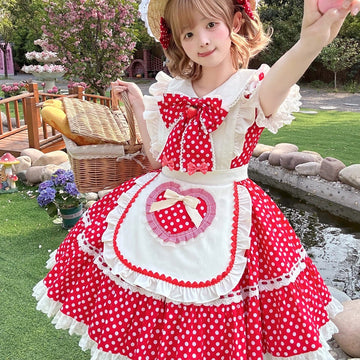 Kawaii Red Polka Dot Print Lolita Dress