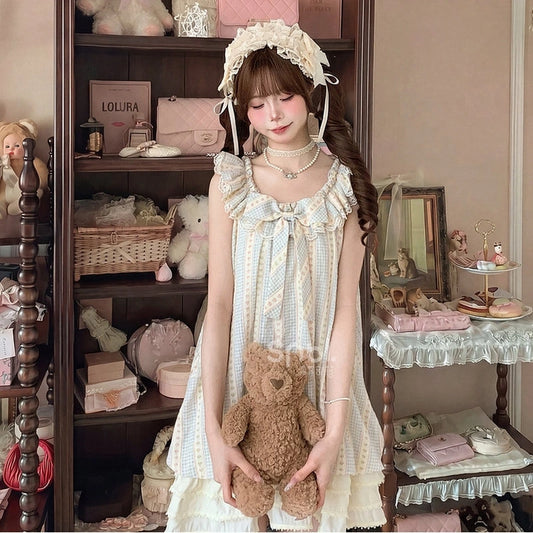 Kawaii Ruffle Strap Cotton Dress