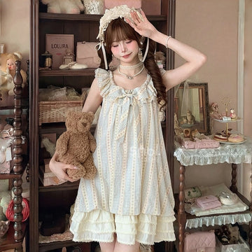 Kawaii Ruffle Strap Cotton Dress