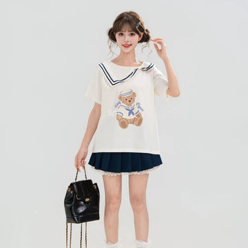 Kawaii Navy Collar Teddy Bear T-Shirt
