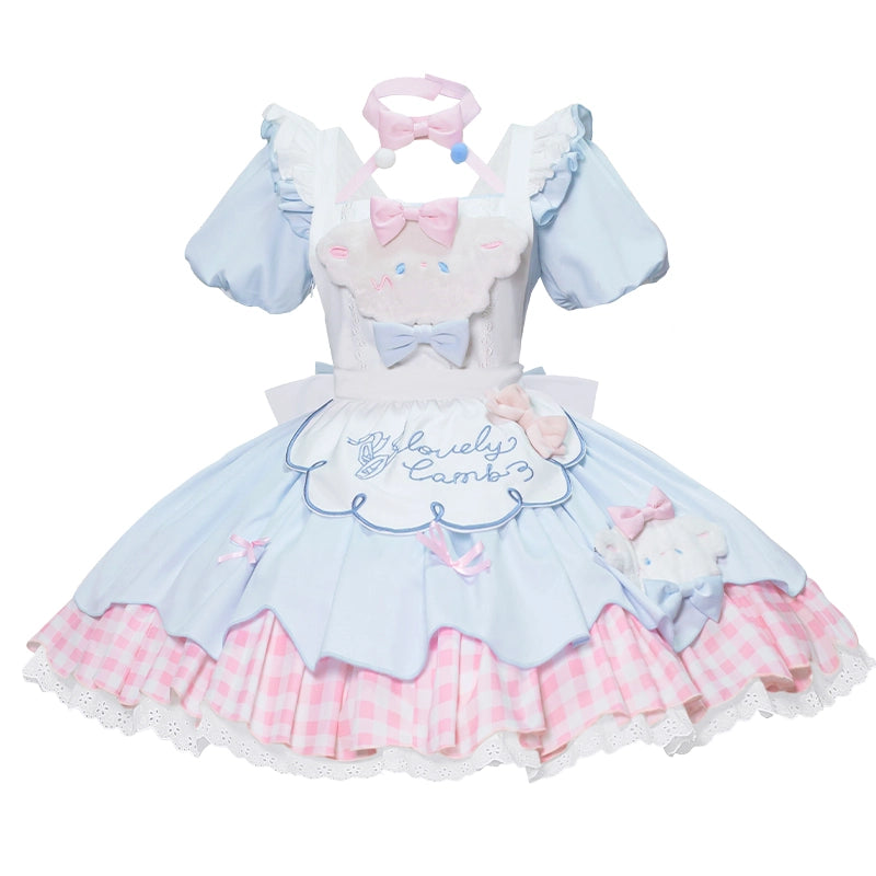 Kawaii Soft Girl Style Blue Pink Lolita OP Dress