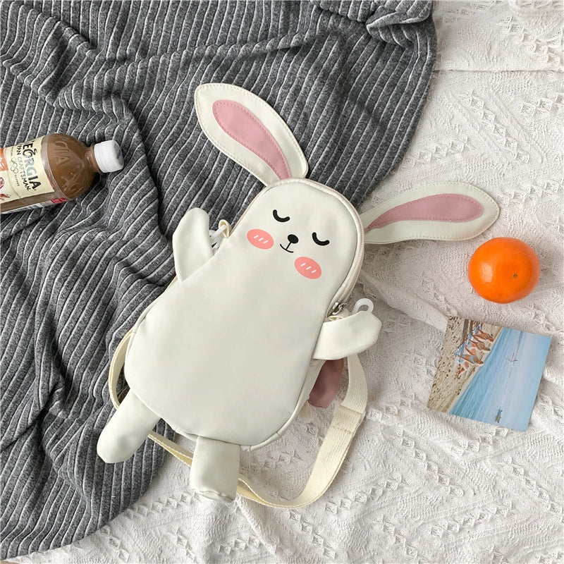 Kawaii Soft Girl Style Cartoon Bunny Canvas Shoulder Bag