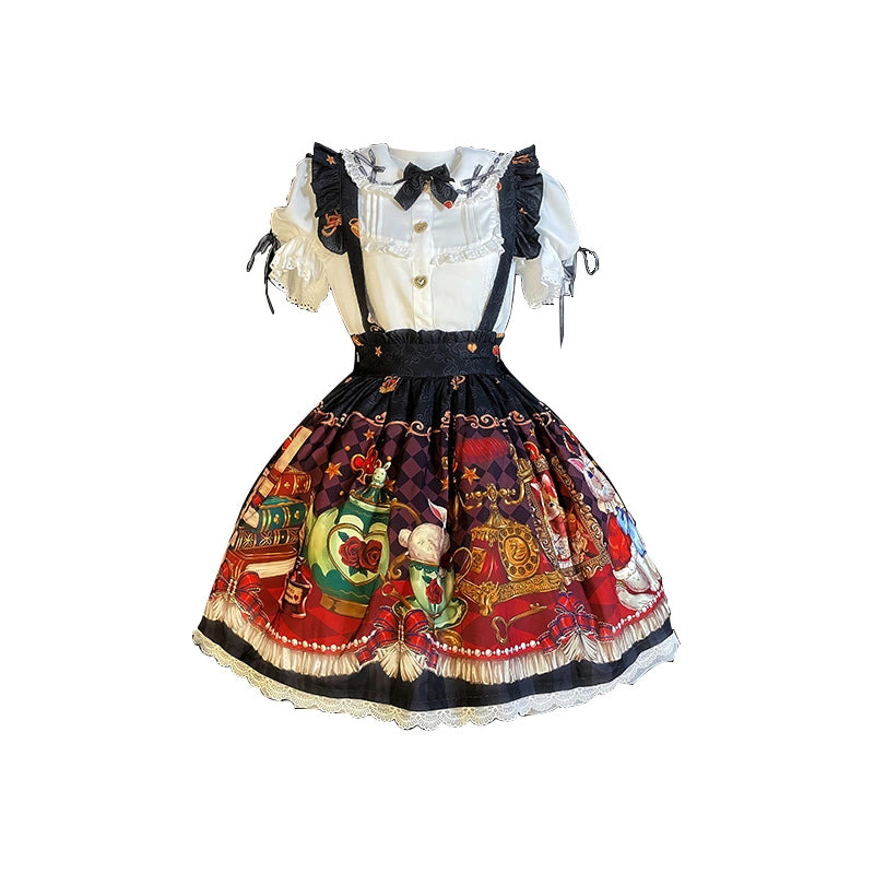 Kawaii Soft Girl Style Crown Bear Printed Lolita JSK Skirt