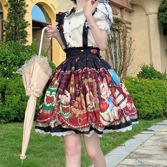 Kawaii Soft Girl Style Crown Bear Printed Lolita JSK Dress