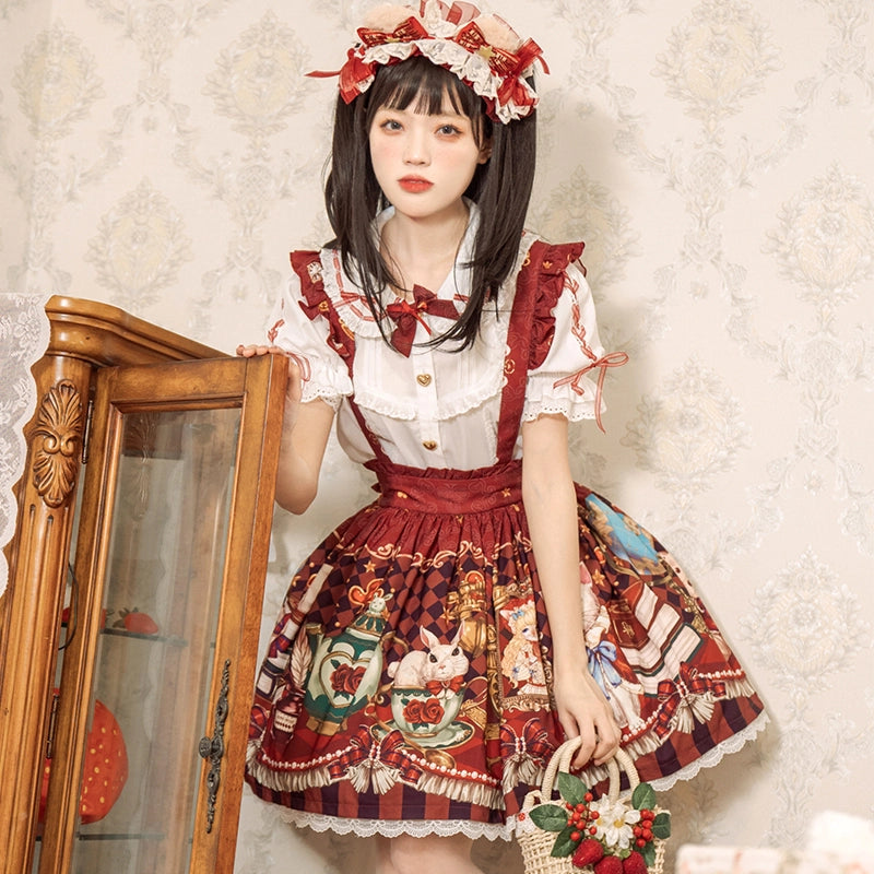 Kawaii Soft Girl Style Crown Bear Printed Lolita JSK Skirt