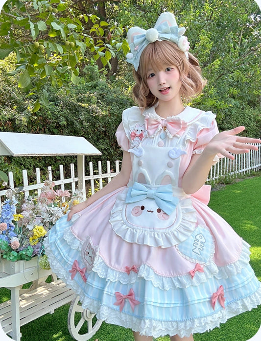 Kawaii Soft Girl Style Pink Blue Lolita Dress