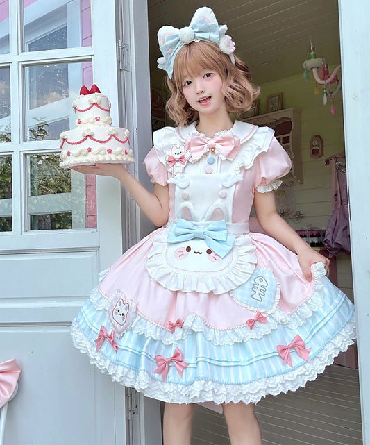 Kawaii Soft Girl Style Pink Blue Lolita Dress