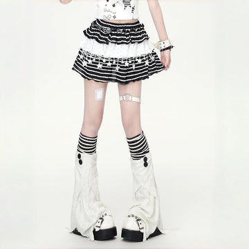 Kawaii Star Stripe Ruffle High Waist Cake Skirt