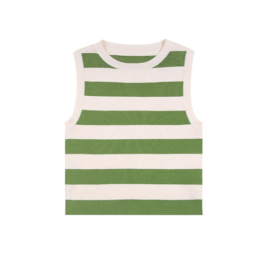 Kawaii Striped Knit Tank Top