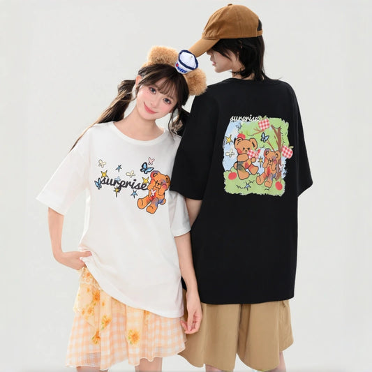 Kawaii Surprise Bear Print Oversized T-Shirt