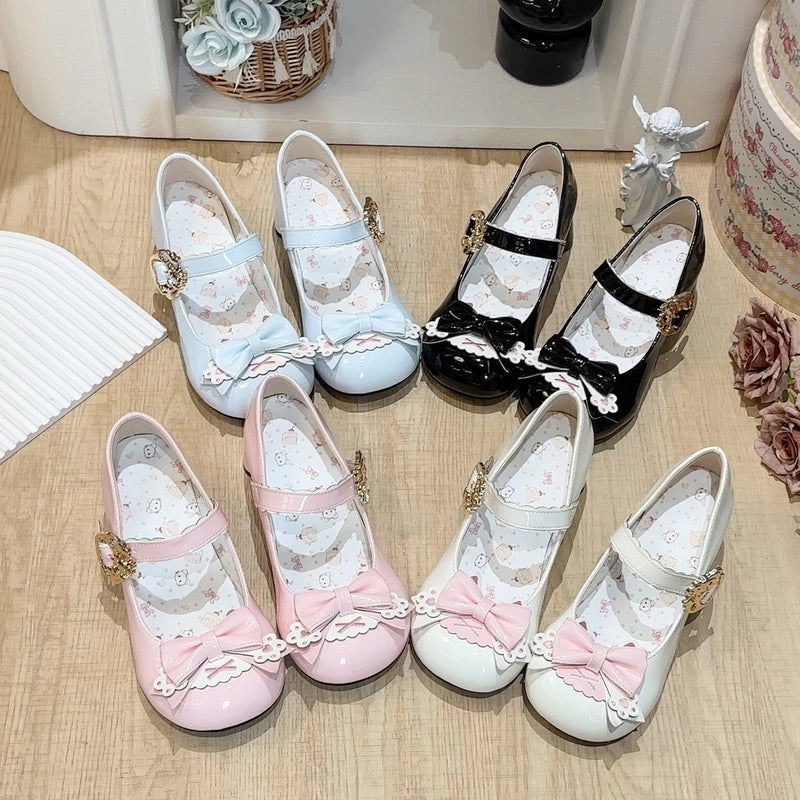 Kawaii Sweet Cartoon Cat Claw Bow Lolita Shoe