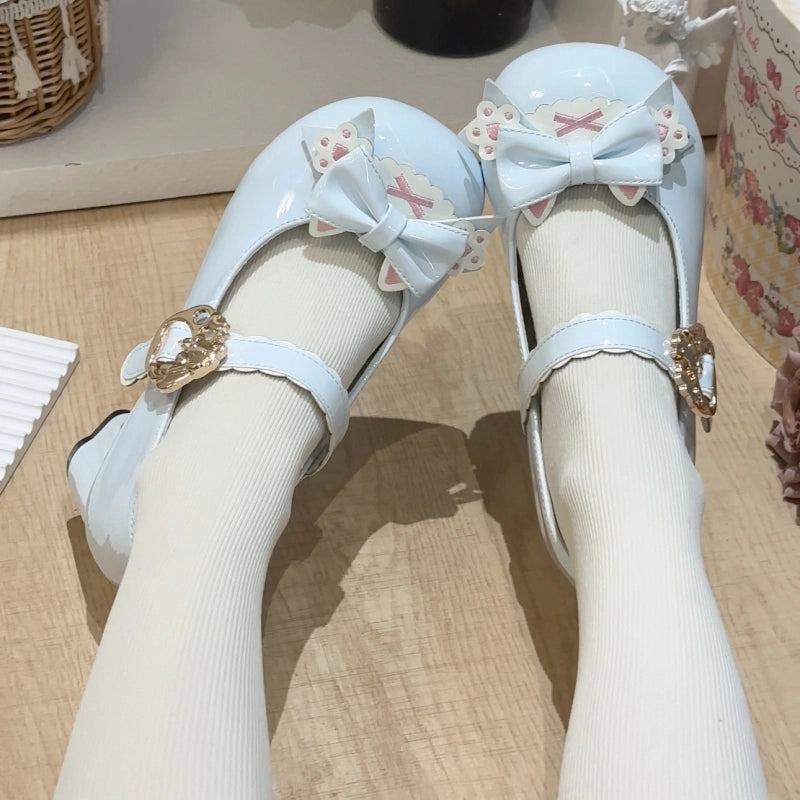 Kawaii Sweet Cartoon Cat Claw Bow Lolita Shoe