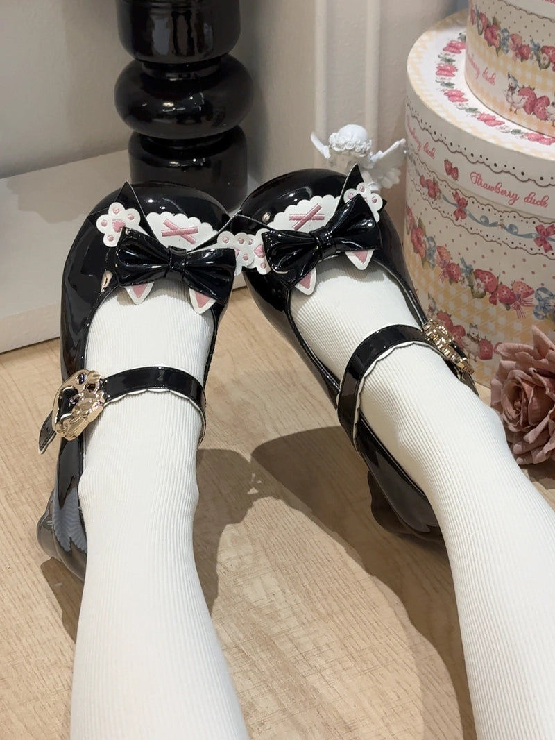 Kawaii Sweet Cartoon Cat Claw Bow Lolita Shoe