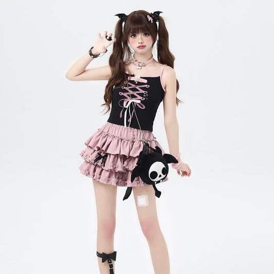 Kawaii Sweet Girl Style Leather Buckle Strap Camisole Vest