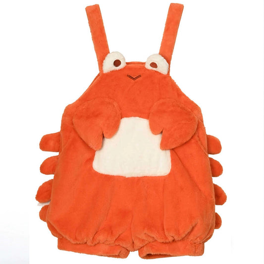 Kawaii Sweet Girl Style Orange Cartoon Crab Overalls