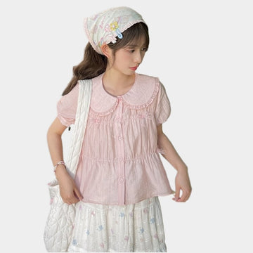 Kawaii Sweet Girl Style Pink Doll Collar Blouse