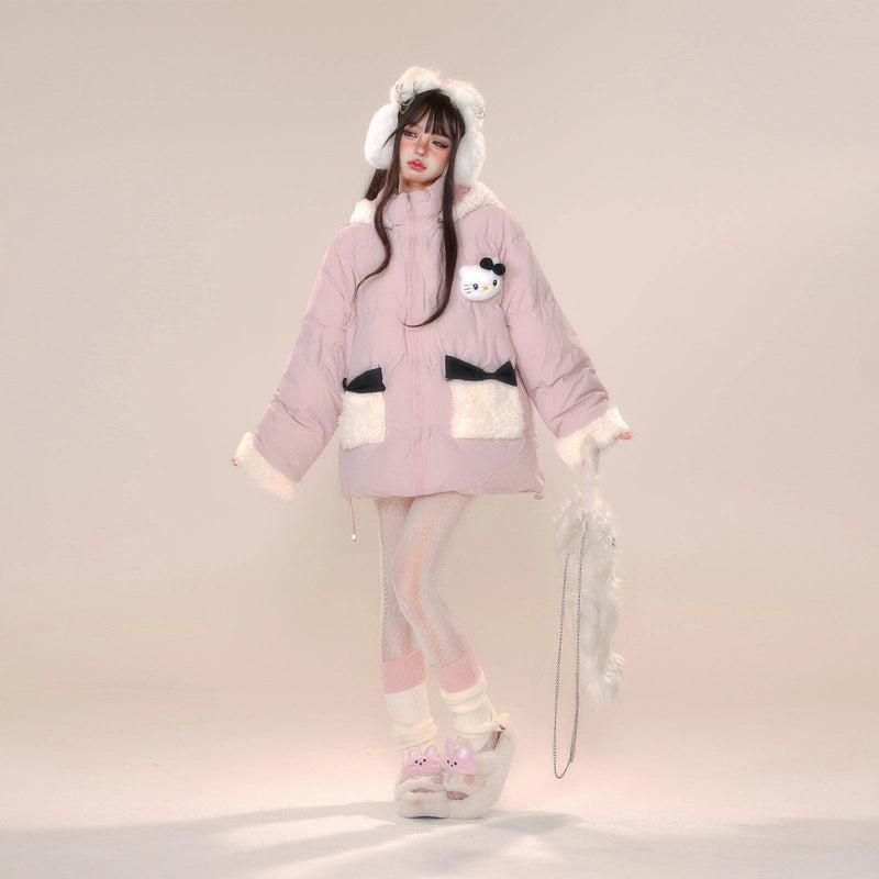 Kawaii Sweet Korean Style Hooded Cotton Coat