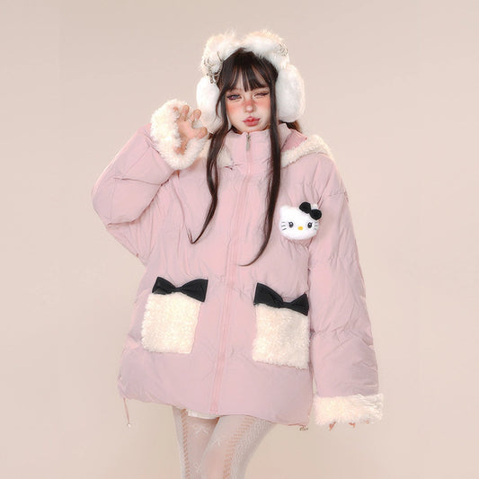 Kawaii Sweet Korean Style Hooded Cotton Coat