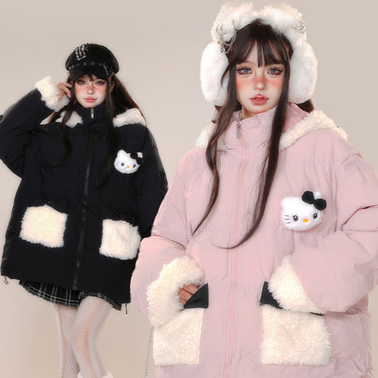 Kawaii Sweet Korean Style Hooded Cotton Coat