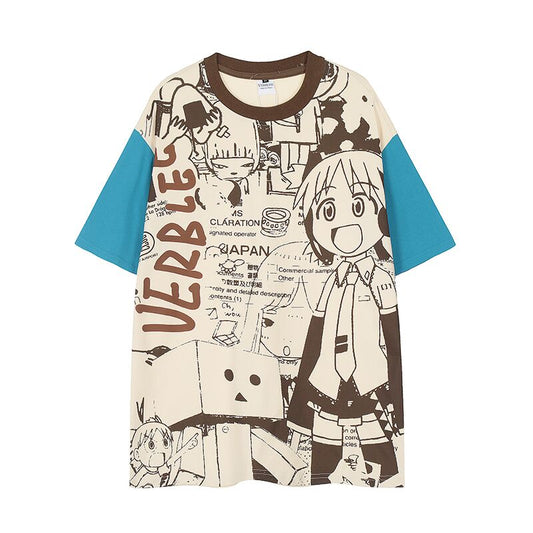 Kawaii Sweet Style Anime Print Loose T-shirt