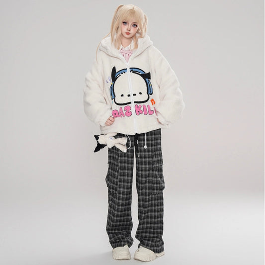 Kawaii Sweet Style White Pochacco Embroidered Plush Coat
