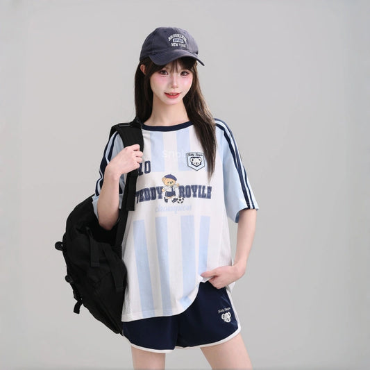 Kawaii Teddy Bear Embroidered Athletic Shorts