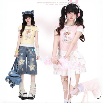 Kawaii Vintage Puppy Mailbox Cropped T-Shirt