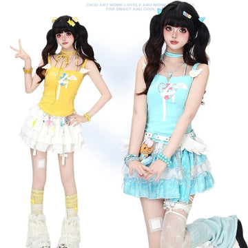 Kawaii Wing Print Halter Top