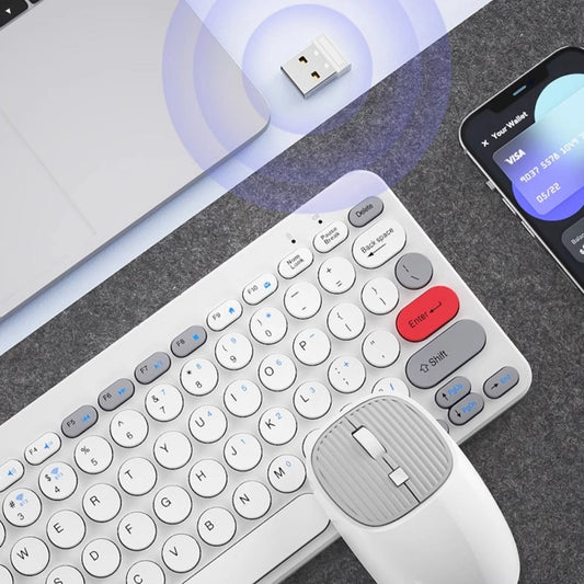 Kawaii Wireless Mouse and Keyboard Set