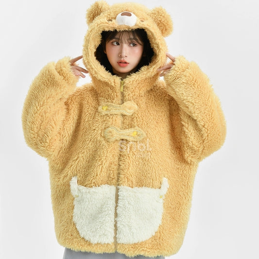 Kawaii Yellow Cute Cream Bear Plush Sweatshirt