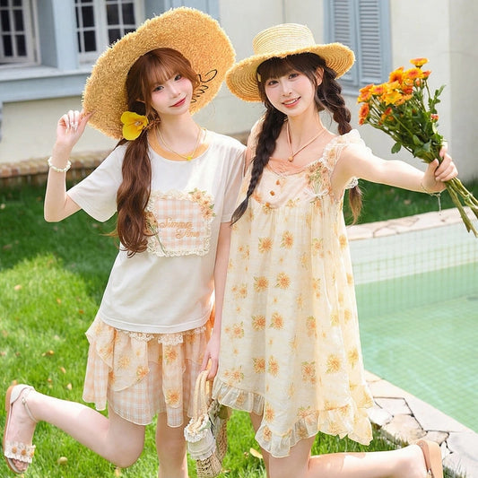 Kawaii Yellow Daisy Halter Dress