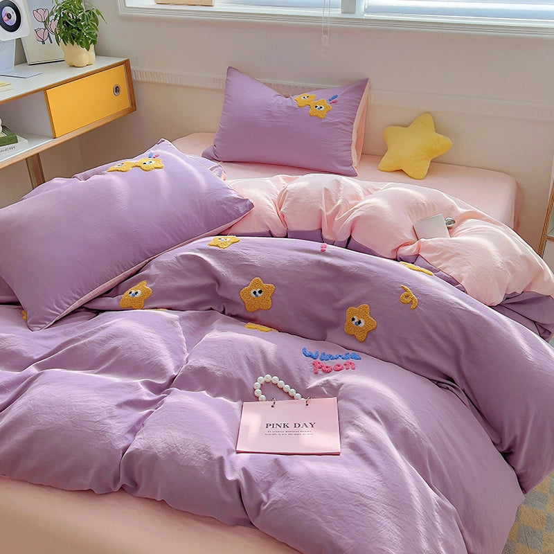 Kawaii ins Style Cartoon Star Printed Cotton Quilt Set