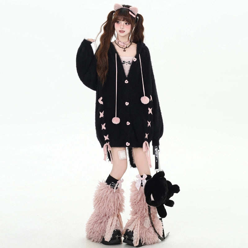 Kawain Sweet Girl Style Rabbit Ear Hooded Coat