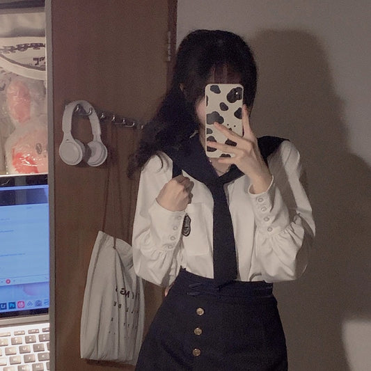 Korean Sailor Uniforms College Style JK Skirt Suit