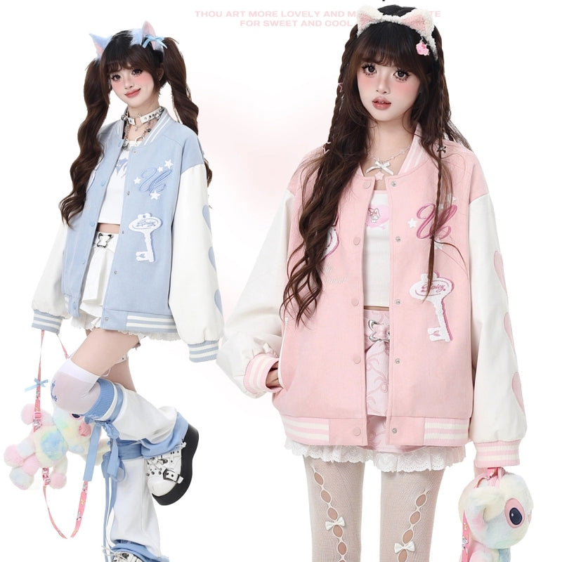 Korean Sweet Style Candy Color Baseball Jacket