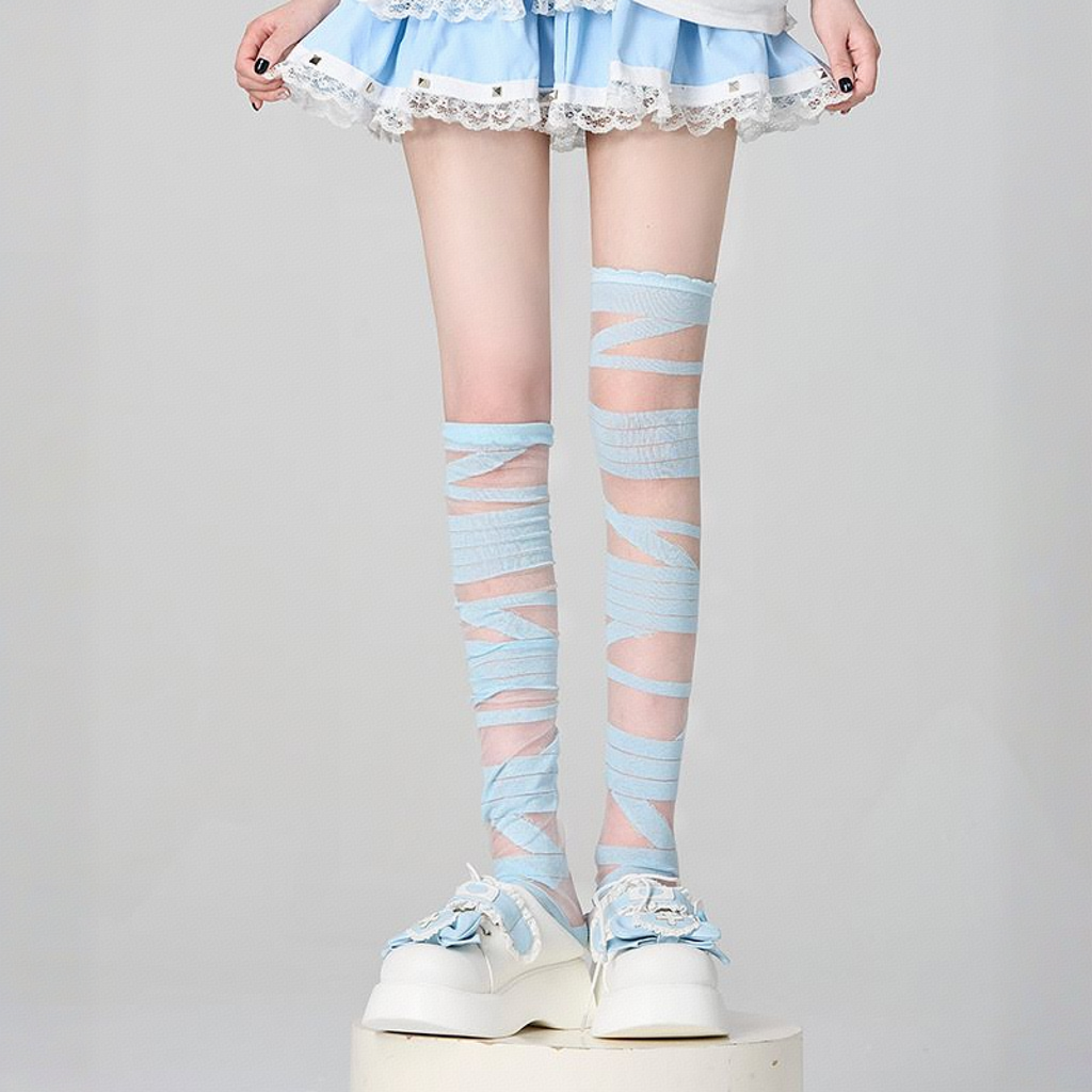 Landmine-style Bandage Over-the-Knee Socks
