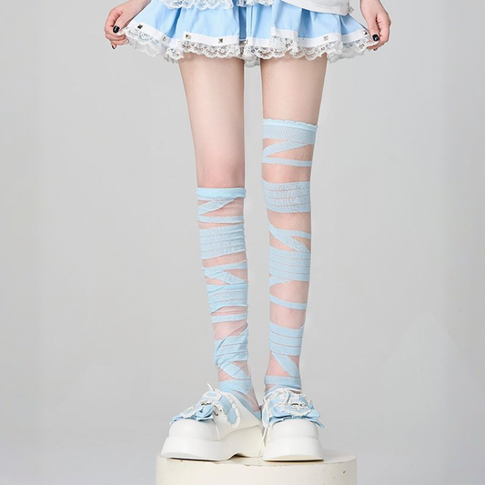 Landmine-style Bandage Over-the-Knee Socks