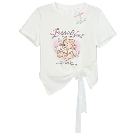 Kawaii Sweet Girly Style Sweet Bear Printed T-shirt