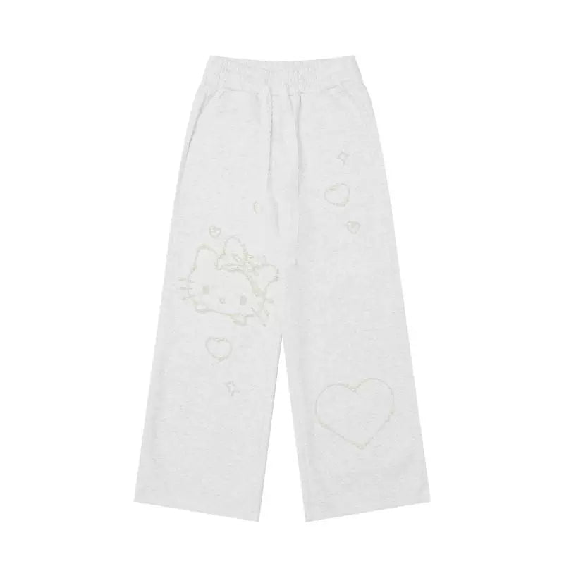 Kawaii Hello Kitty Embroidered Straight Jeans
