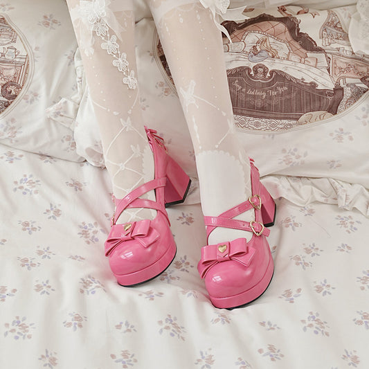 Candy Girl Style Elegant Bow Lolita High Heels