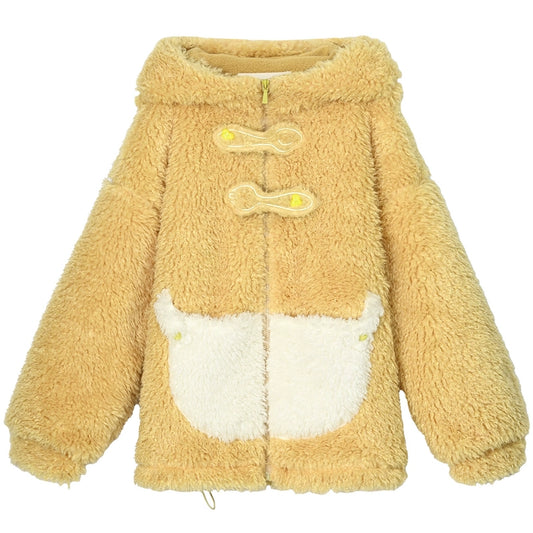 Kawaii Yellow Cute Cream Bear Plush Sweatshirt